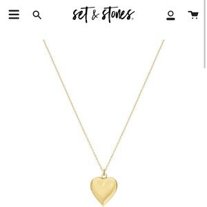 NWT Set and Stones Heart Locket Necklace
